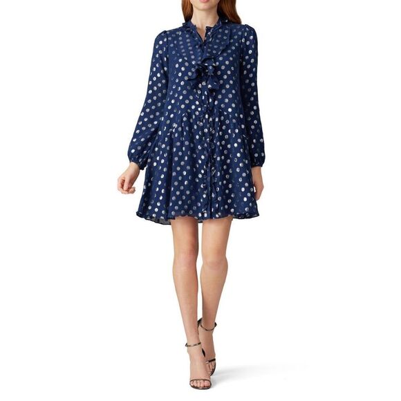 SALONI Navy Dot Tilly Ruffle Dress 💖 - Picture 1 of 9